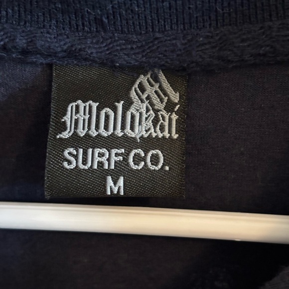 Molokai Surf Co Men’s Polo Shirt Blue White Palm Tree Print Medium Cotton Blend - Picture 2 of 8